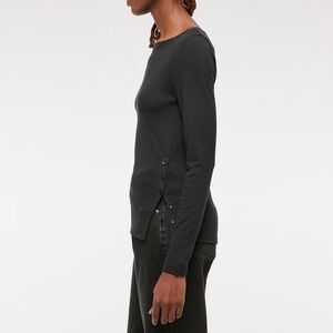 Abercrombie & Fitch Black Brushed Jersey Long-Length Slash Top